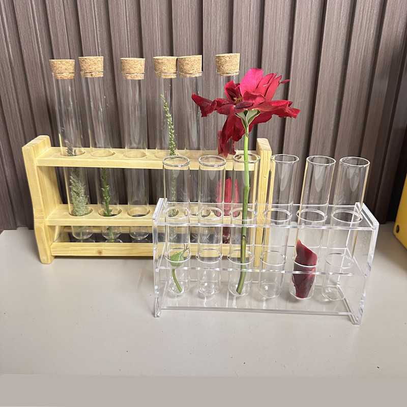 试管架 插g花架 木质试管架 干花存放瓶 玻璃管图片