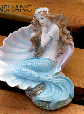 创意美人鱼摆件卧室儿童房家居装饰汽车载小摆设女生Y生日礼物礼