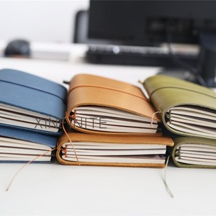 TN本旅行者笔记本油蜡皮笔x记本 真皮手账本橄榄绿 泛美蓝