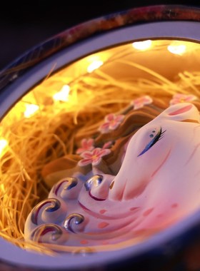 吉兔坊中秋礼物幸运守护神兽v桌面摆件手工泥塑兔爷特色古风奇兽