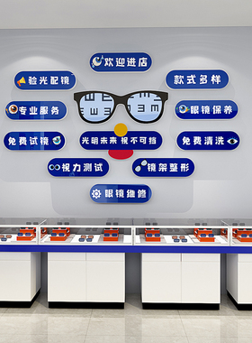 眼睛店墙面装饰文化背景广告海报验D光室配镜宣传中心墙贴半成品