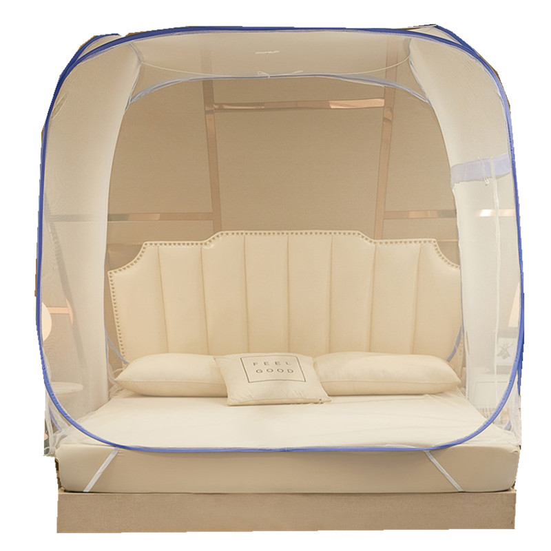 蚊帐家用免安装拉链蒙古包式钢u丝加密单门双人床2m/1.5米1.8M帐