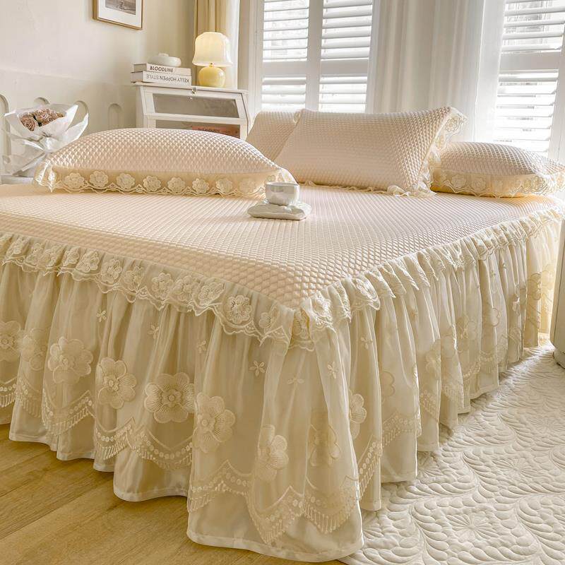 夏季凉感冰豆豆凉席床裙款三件套1.5米1.8x2.0床罩冰丝空调软席子