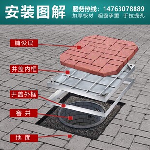 精选304不锈钢隐形沙井盖方形装饰下水道窨井盖弱电排水地沟盖板