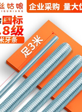 精选国标镀锌3米牙条丝杆螺杆吊杆通丝螺杆M6M8M10M12M14M16M18M2
