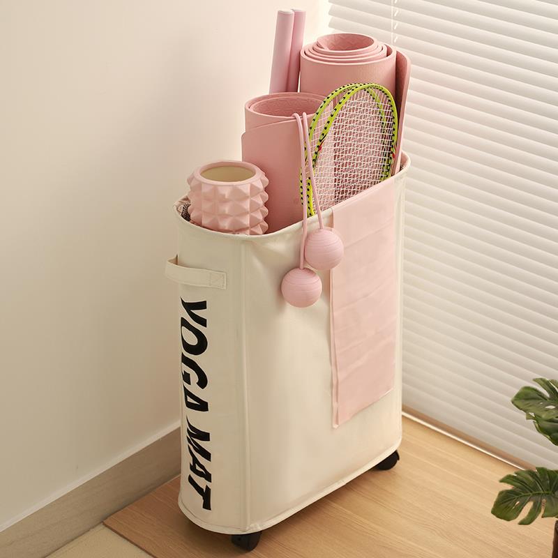 瑜伽垫专用收纳筐夹缝置物架家用折叠布艺健身房运动器材整理篮