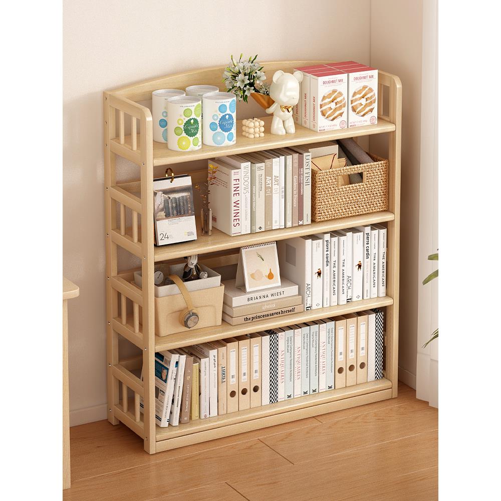 儿童实木书架落地式置物架简易多层书柜客厅靠墙多功能收纳储物柜