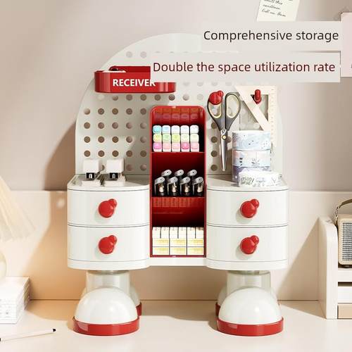 桌面孔板收纳盒垂直无打孔书桌收纳架办公室学习书桌笔筒文具整理