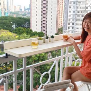 阳台栏杆挂桌可折叠升降家用吧台桌休闲桌子阳台护栏悬挂桌折叠桌