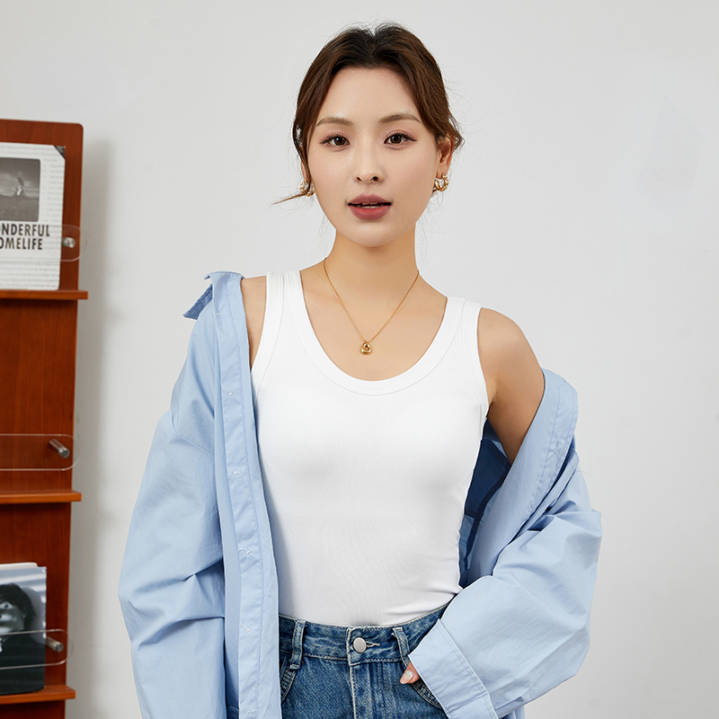 2025新款螺纹背心罩杯一体女修身外穿内搭防走光无袖打底衫上衣