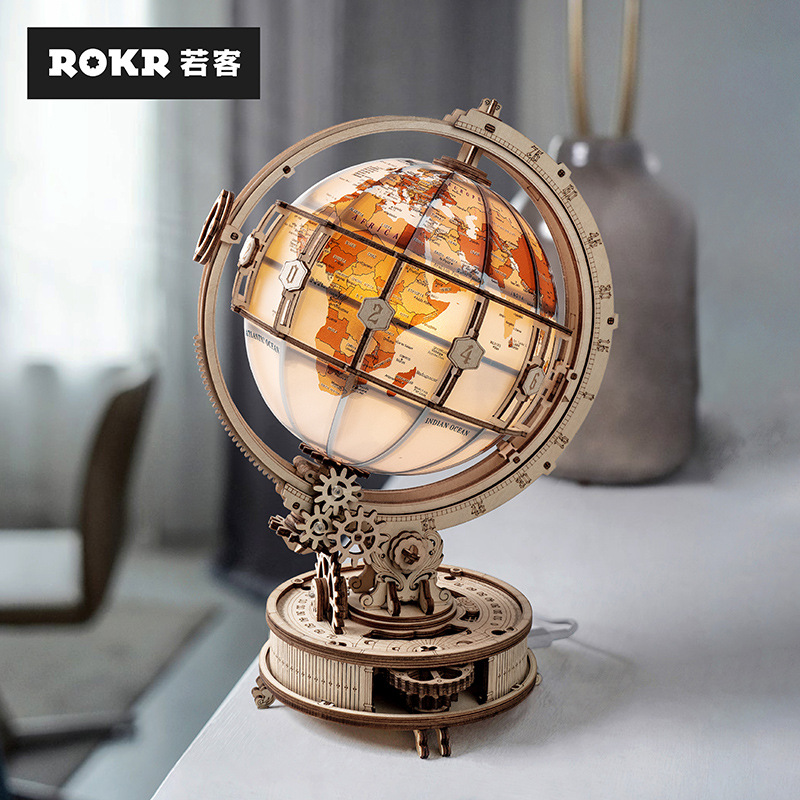 若客地球仪手工3d木质立体拼图