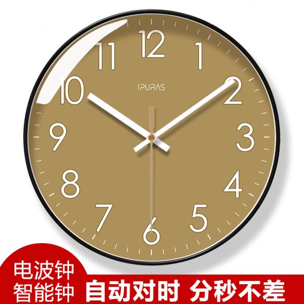 自动对时电波钟6312经典数字客厅钟表挂墙简约挂钟静音钟耐用时钟