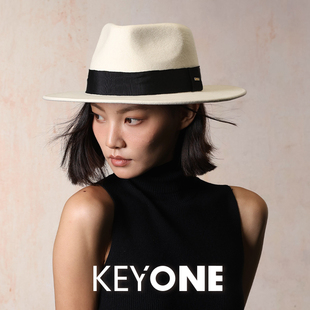 KEYONE原创设计高定轻奢澳洲羊毛呢毡巴拿马礼帽女秋冬优雅礼帽