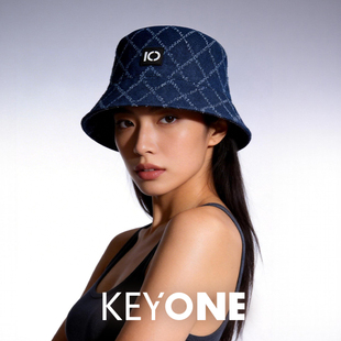 KEYONE2025年秋新款情侣防晒遮阳帽棋盘格牛仔渔夫帽女ins盆帽