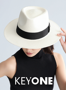 【KEYONE&超模陈静颐】高顶帽轻奢宽檐显脸小百搭高级感爵士草帽