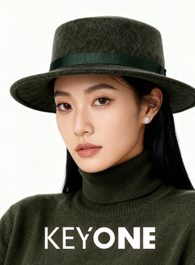 KEYONE羊毛礼帽男女秋冬高级感巴拿马帽子简约porkpie礼帽