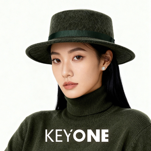 KEYONE羊毛礼帽男女秋冬高级感巴拿马帽子简约porkpie礼帽