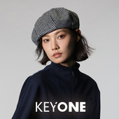 KEYONE2025秋冬新款 英伦复古风前进帽日系绵羊毛双面格纹蓓蕾帽