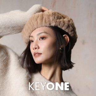 KEYONE2025新款贝雷帽女秋冬网红气质画家帽显脸小毛绒帽子