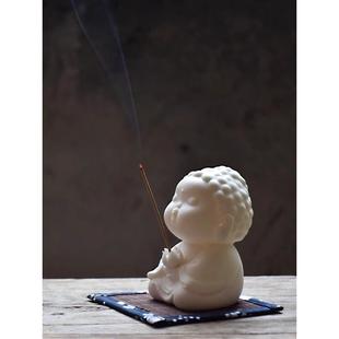 创意陶瓷摆件线香插家用檀香香炉香薰炉托盘香座底座可爱高级香盘