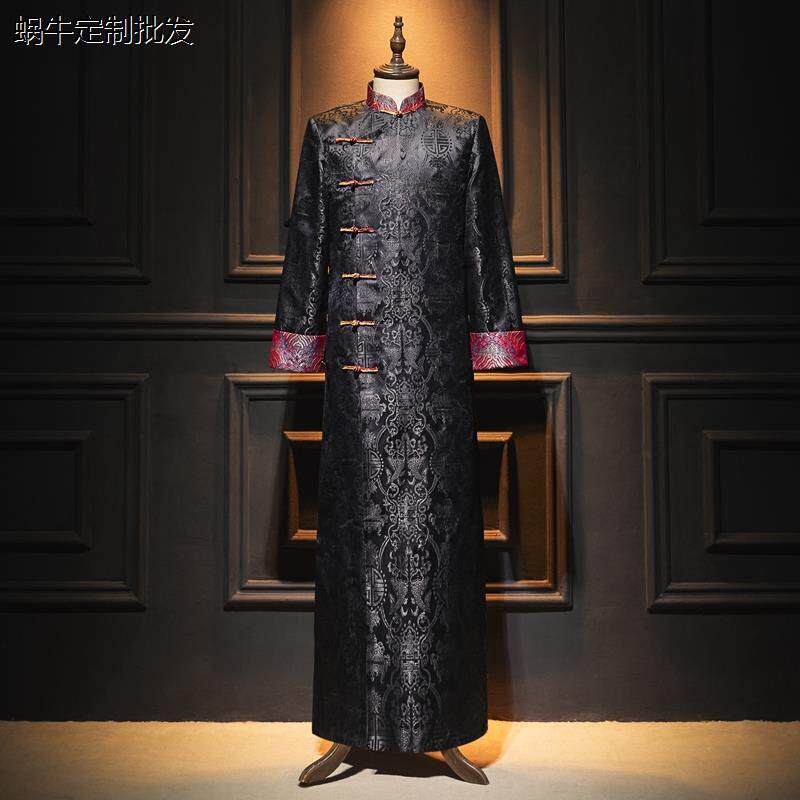 中式婚礼主持人新郎伴郎秀禾服相声大褂民国长袍马褂老爷演出长衫