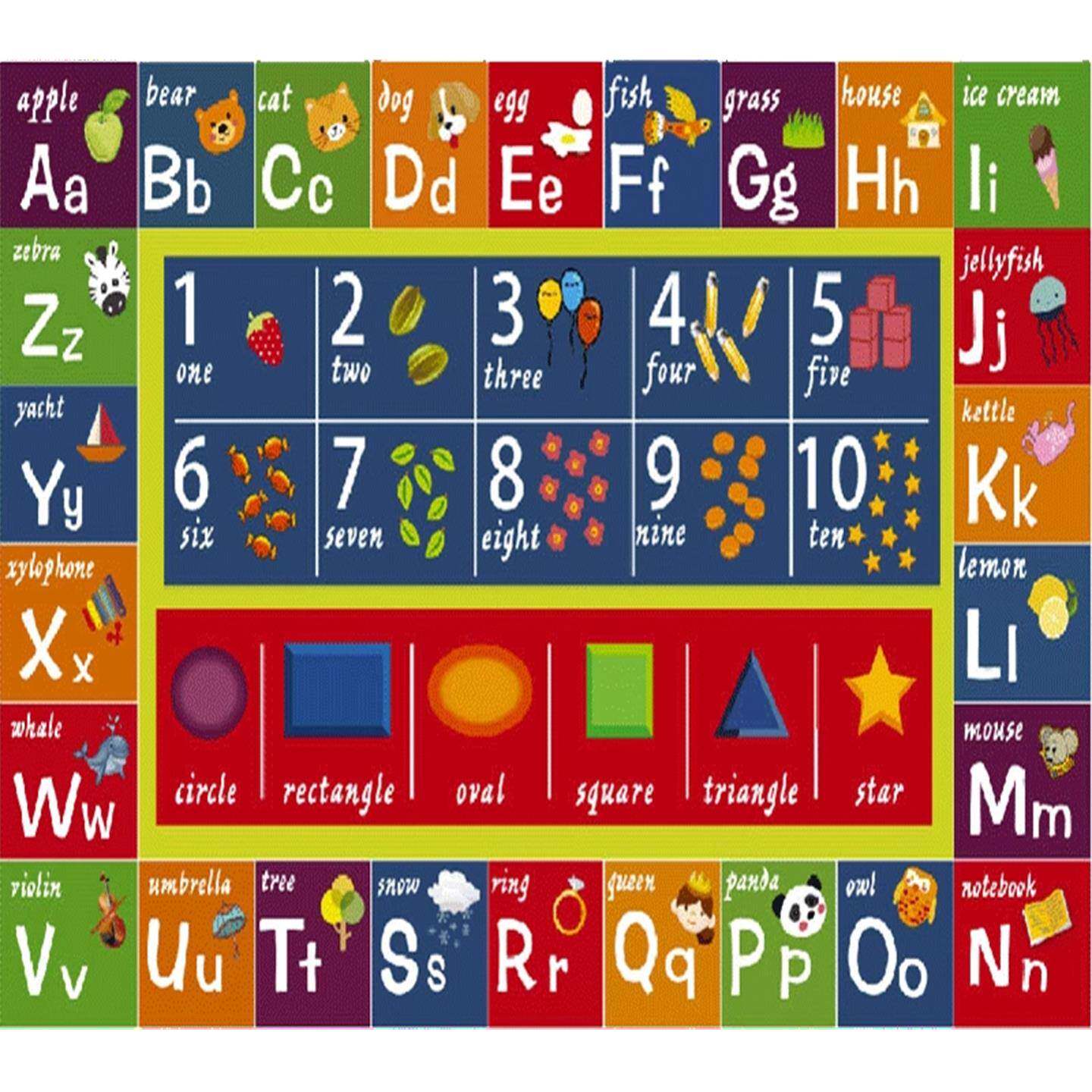 幼儿园地毯卡通字母数字英文椅子可擦洗阅读区儿童房早教中心地垫