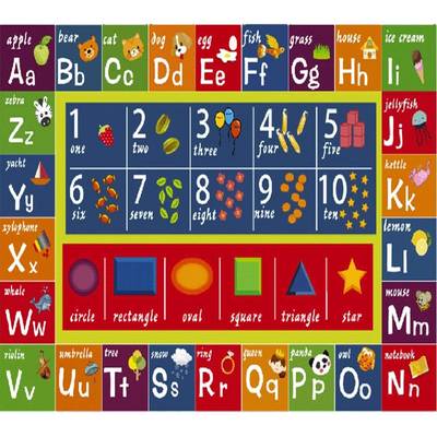 幼儿园地毯卡通字母数字英文椅子可擦洗阅读区儿童房早教中心地垫