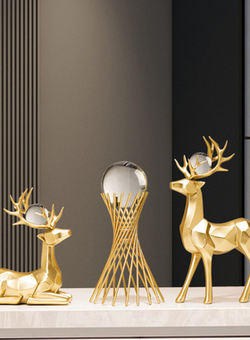 优选中式鹿创意轻奢招财摆件高档家居装饰品玄关现代简约客厅电视
