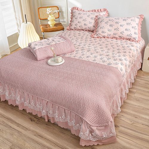 优选床盖夏凉被四件套空调被夹棉防滑床单三件套薄被子可机洗床上