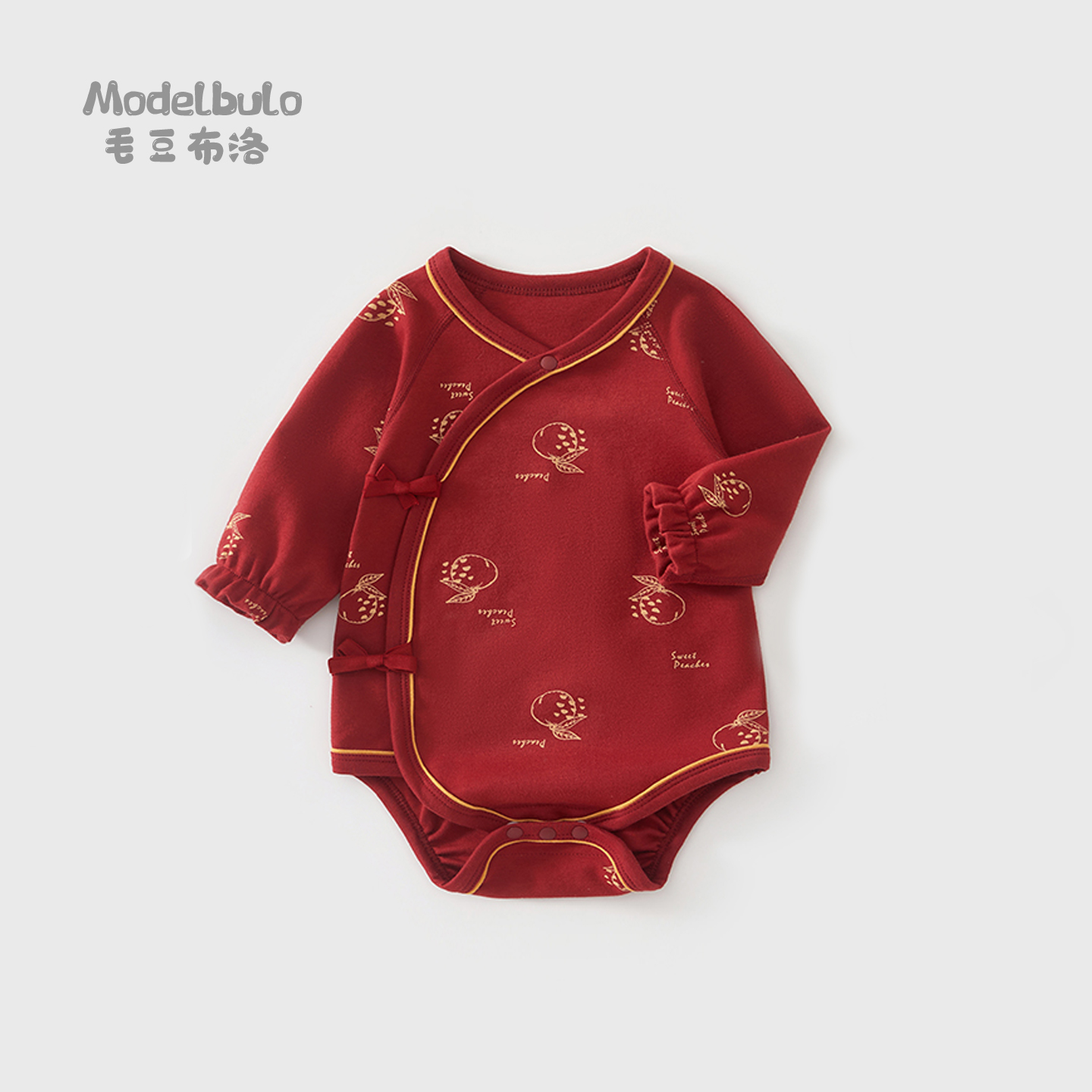 婴儿衣服春秋新款纯棉a类无骨包屁衣大红色连体衣超好看满月衣服6