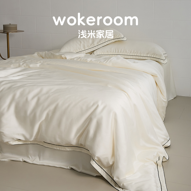珍珠奶油白 高端贡缎质感100支纱长绒棉四件套亲肤裸睡床品1.8/2m