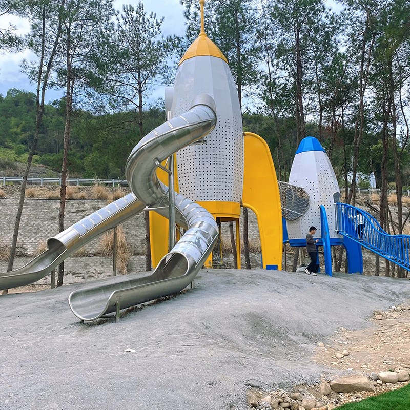 户外无动力游乐设施非标不锈钢滑梯大型儿童乐园室外游乐场设备