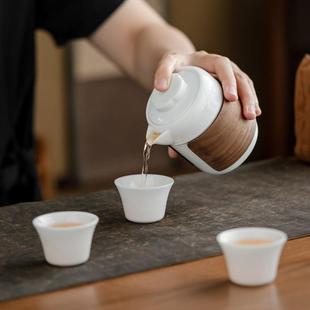 一壶三杯旅行茶具套装 甜白瓷旅行户外露营车载手抓壶快客杯便携式