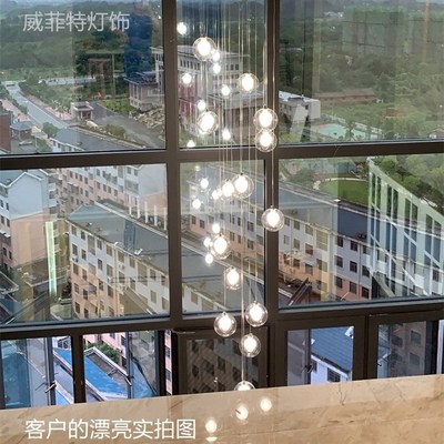 楼梯吊灯客厅灯简约现代大气吧台吊灯店铺商用复式楼挑空中山灯具