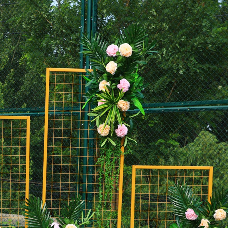 新款婚庆铁艺网格屏风道具舞台背景布置路引森系婚礼舞台现场布置