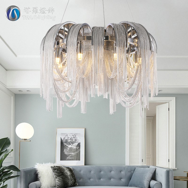 意大利轻奢圆形流苏客厅吊灯后现代网红餐厅别墅酒店工程设计师灯
