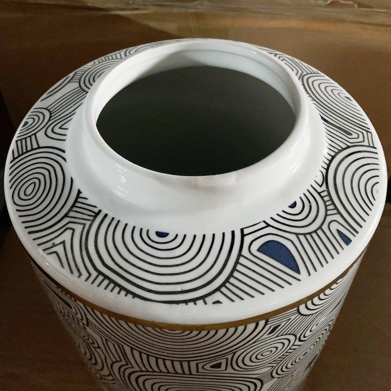 欧式描金储物罐陶瓷插花花瓶花器复古混搭客厅三件套摆件装饰