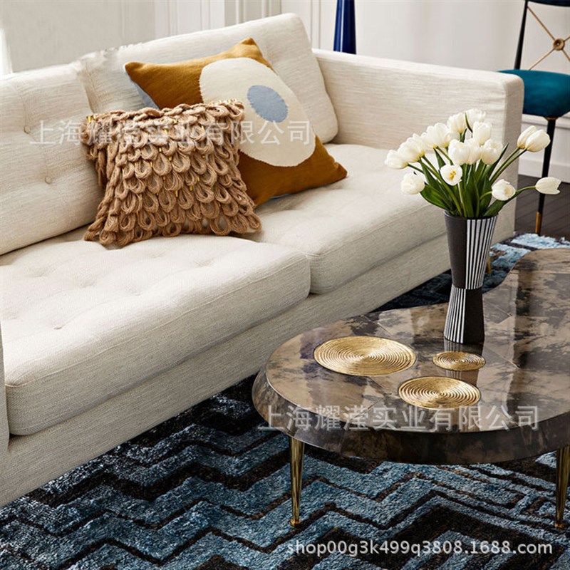 简约布艺双人沙发现代时尚酒店不锈钢拉扣软包休闲三人沙发定制