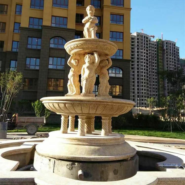 石雕欧式喷泉大理石水钵户外大型流水景观人物喷泉别墅庭院摆件