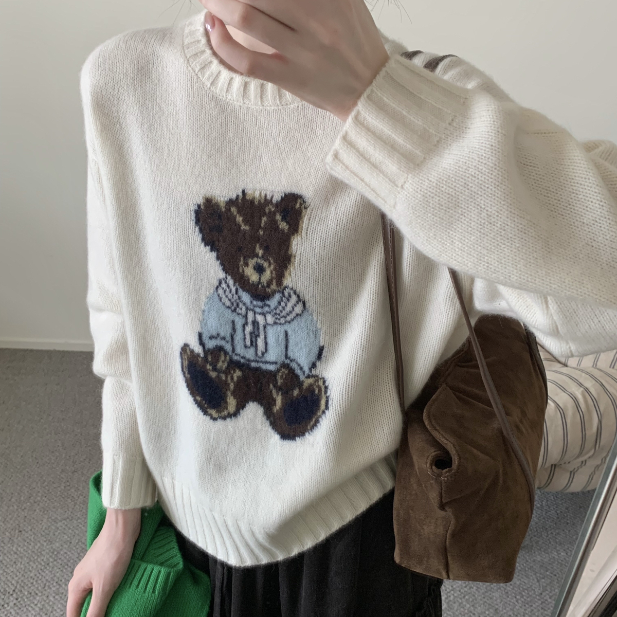 MUUTIS牧缇-熊绒针织衫(含73.6绵羊毛)(9.7其他特种动物毛)LSH0