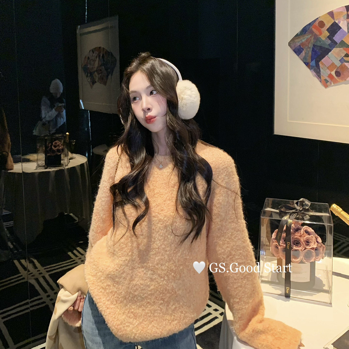 GS.GOOD START-慵懒自在冬季韩系温柔百搭宽松圆领保暖毛衣G7713