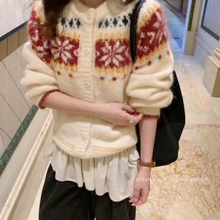 SUSAN 浓浓圣诞气息韩系百搭费尔岛慵懒宽松保暖毛衣2306s