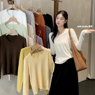 MSTUDIO漫莎 m1120 好搭韩系甜美圆领百搭万能秋冬针织毛衣打底衫