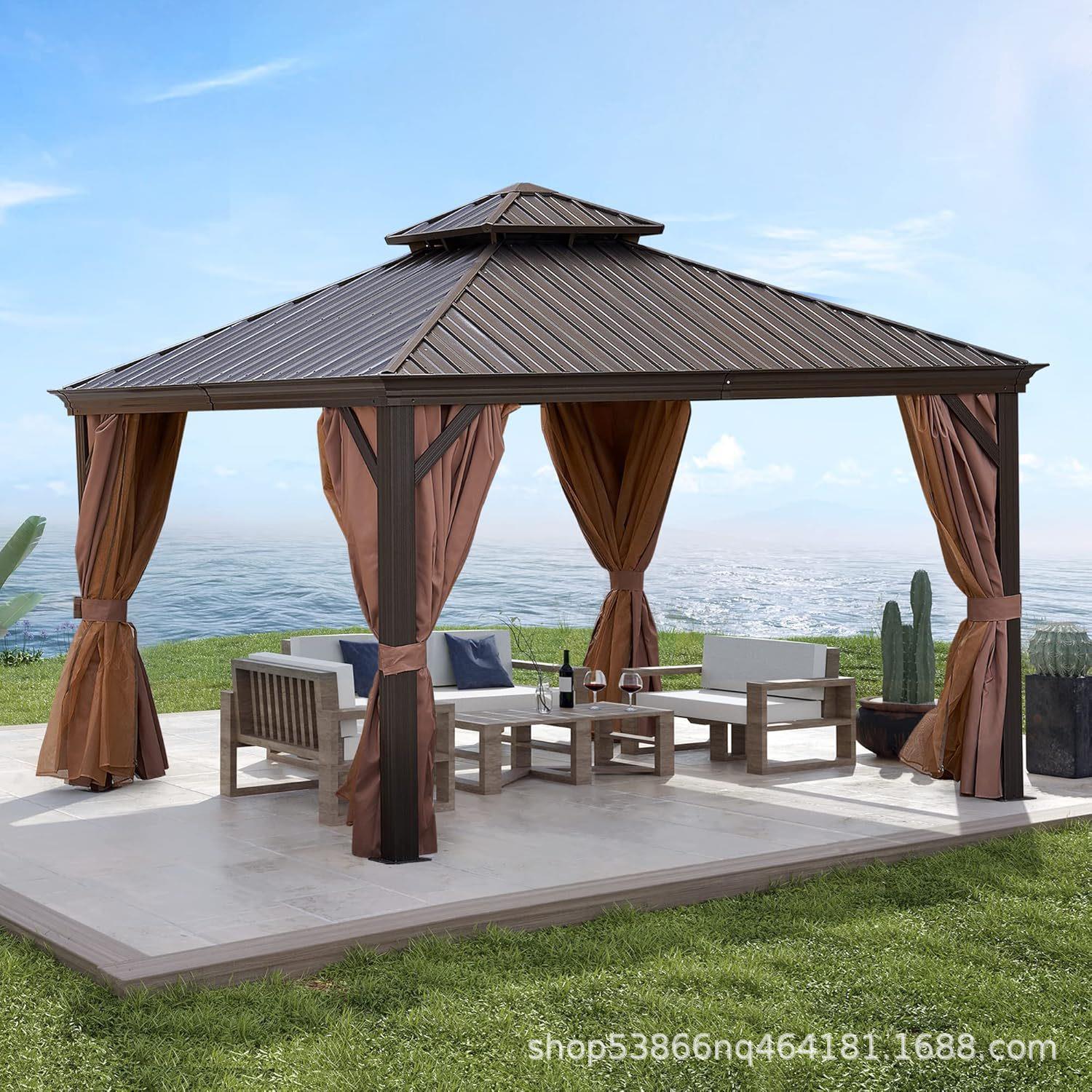 卢森堡3.65*3.65M户外铝合金凉亭家用别墅庭院花园遮阳防雨亭厂家