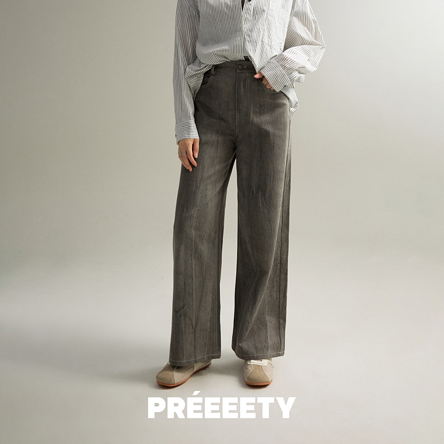 PREEEETY2025新款牛仔裤女直筒裤百搭显瘦垂感做旧长裤宽松显瘦