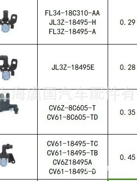 电加热器控制阀FL34-18C310-AA JL3Z-18495-H FL3Z-18495-A
