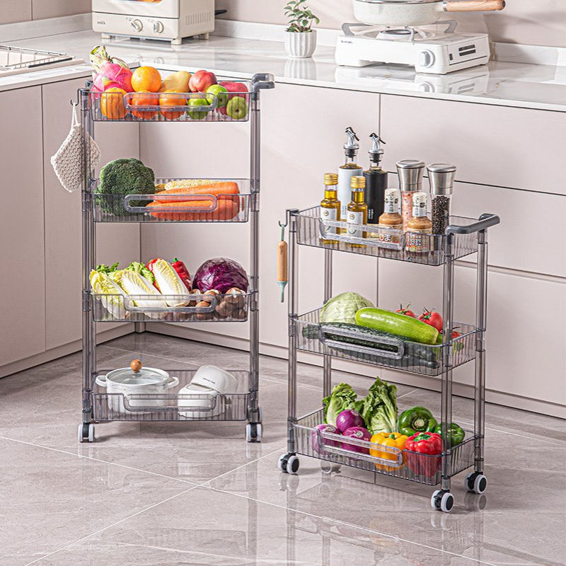 厨房备菜置物架EPT透明塑料可移动夹缝置物架多层置物架小推车