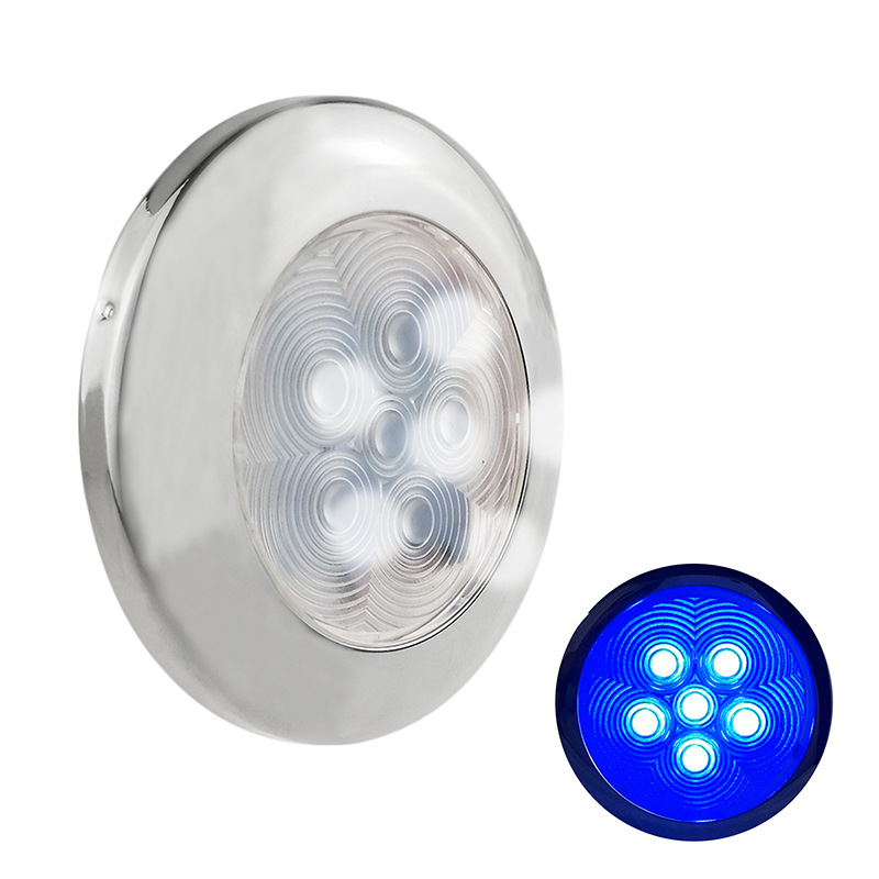 6灯珠LED不锈钢304蓝光12VDC游艇船泊船用LED灯顶灯 批发