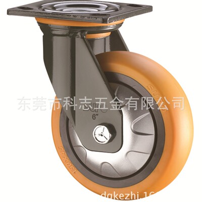 美式07墨绿支架6寸平底塑料双刹PU脚轮J07-01-150-262双刹脚轮