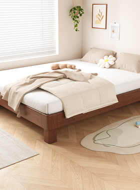全实木地台床2025新款家用卧室小户型悬浮床无床头榻榻米排骨架床